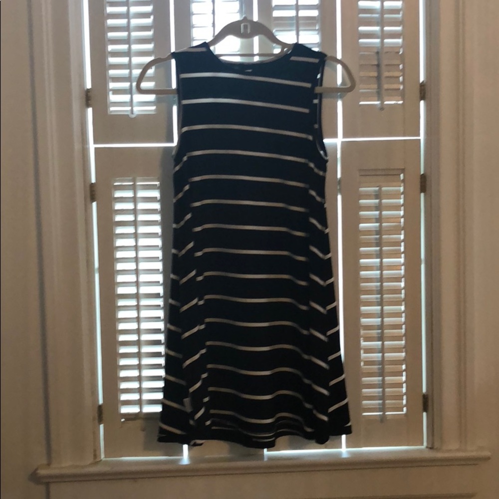 Black and white striped dress